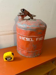 Vintage 1930's Red Metal Fuel Safety 5 Gallon Diesel Can