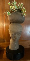 Stone Hand Carved Head/planter