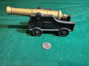 Vintage Cast Iron Cannon Brass And Black Marked 1796