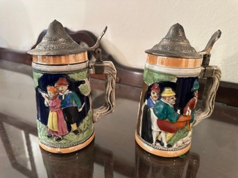 Antique Pair Of German Beer Steins