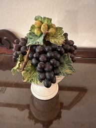 Vintage Italian Majolica Porcelain Grapes In Bowl