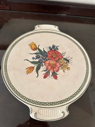 Antique VILLEROY Both Old Abbey Ware V & BM Saar Cake Plate GENUA Pattern