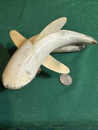 Vintage Figurine Shark Real Horn