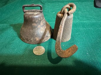 2 Vintage Cast Iron Bells