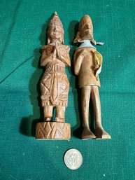Vintage Wood Carved African Folk Tribal Statues