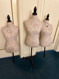 3 Floral Dress Forms With One Cast Iron Stand