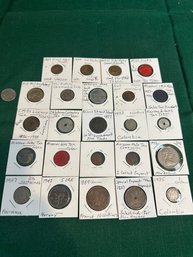Assorted Lot Of Foreign Coins & Tokens- Civil War Etc