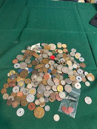 Huge Lot Of Loose Coins & Tokens Etc