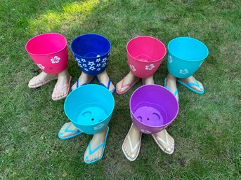 Lot Of 6 Flip Flop Plastic Flower Pots