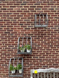 3 Wall Hanging Metal Shelves With Pots/flowers