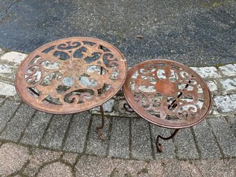 Two Metal Plant Stand Tables