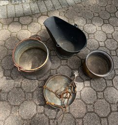 Lot Of Assorted Metal And Copper Pots