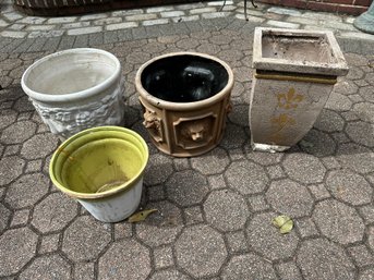 Assorted Lot Of Ceramic, Plaster Pots As Is