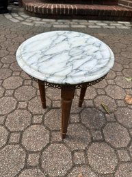 1950s Vintage Marble Top Drink Table Fluted Tapered Legs