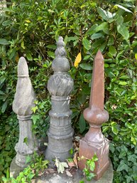 Lot Of 3 Concrete Garden Art Finials