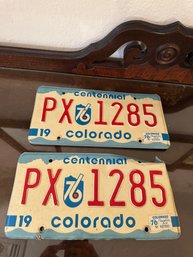 Pair License Plate, Colorado, 1975, Centennial