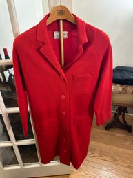 Vintage Fernat Of Italy Red Long Blazer Size 12