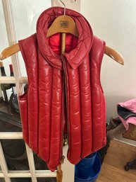 Custom Red Leather Zippered Vest