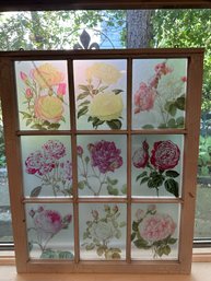 Shabby Chic Window Pane-Style Wall Art With Flowers