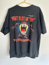 Adult Sz XL Vintage Taz What Part Of No Dont You Understand T-Shirt Looney Tunes Logo Tee 90