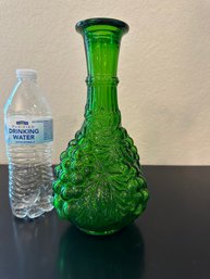 Imperial USA 70s Green Glass VINTAGE Handcrafted Decanter