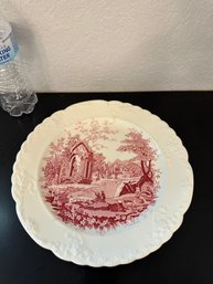 English Abbey Red And Cream Plate