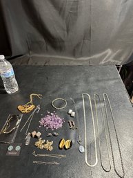 Vintage Costume Jewelry Lot Some Sterling Silver And Purple Stones