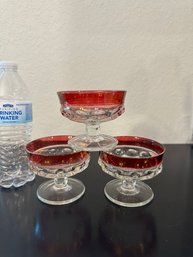 Indiana Glass Colony Ruby Red Thumbprint Footed Sherbet Cups