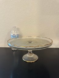 Harp Depression Glass Pedestal Cake Plate