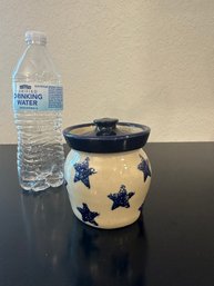 Pottery Stars Crock Grease Jar Covered Canister