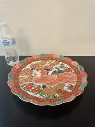 Imari Arita Peacock Scalloped Platter/Japan