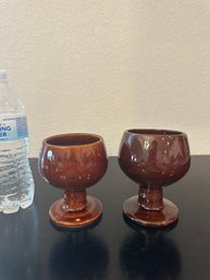 Brown Stoneware Wine Goblets