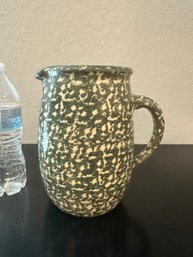 Pottery Green Spatterware Stoneware Water Pitcher