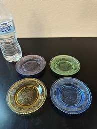 4-Westmoreland Glass EAGLE 1831 Color Cup Plates