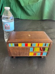 Mid-Century Modern Tilso Japan Wooden Music Box Miniature Furniture Bookcase