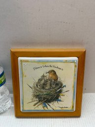 Framed Ceramic Trivet-Birds  Home Is Where The Kindness Is Marjolein Bastin