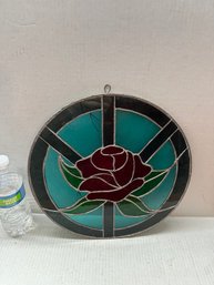 Round Stained Glass Rose As-is