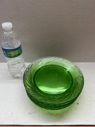 Lot Of Green Glass Plates