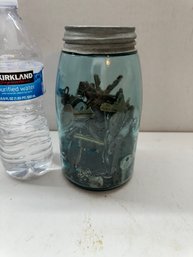 Teal Mason Jar Of Keys