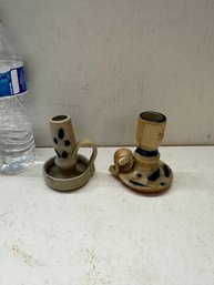 Vintage Pottery Candleholders