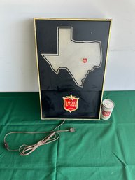Vintage 1970's LONE STAR BEER Lighted Sign With Texas State Outline - 21'x14'