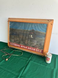 Vintage Foto Vues Lone Star Beer Western Scene Lighted Bar Advertising Sign