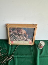 Vintage Lone Star Beer Deer Lighted Framed Sign