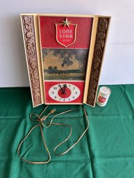 VINTAGE LONE STAR BREWING CO. TRANSPARENCY SCENE CLOCK ITEM NO. 1-132 UNION MADE