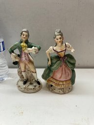 Vtg Porcelain JABESON  Victorian Colonial Man & Woman Figurines