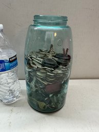 Large Teal Mason Jar Full Of Keys