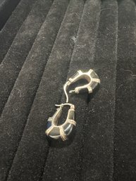 Sterling Silver Black Stone Earrings 6.3 Grams