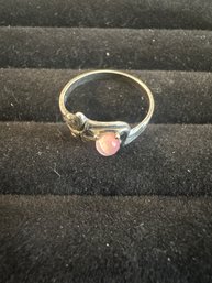 Sterling Silver Ring Pink Stone 2.88 Grams Size 7