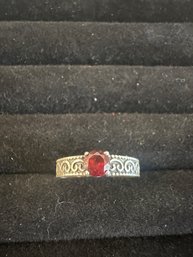Sterling Silver Ring Red Stone 3.70 Grams Size 8