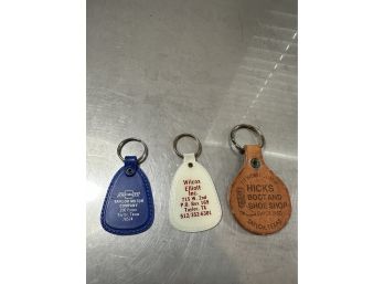 3 Vintage Taylor TX Advertising Keychains